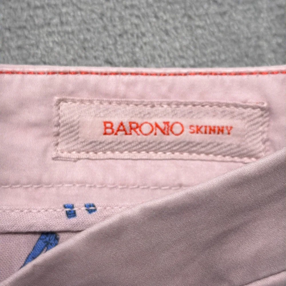 Baronio Chino Pants Mens 33 Pink Skinny Made Italy Cotton Trousers Luxury Preppy